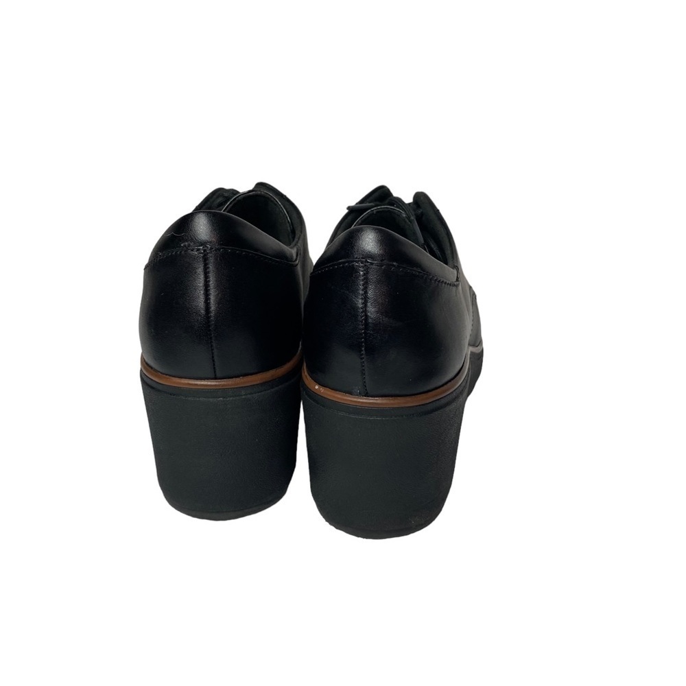 Clarks Women's Sharon Noel Oxford black leather platform wedge lace up Size 9 M - Picture 6 of 8